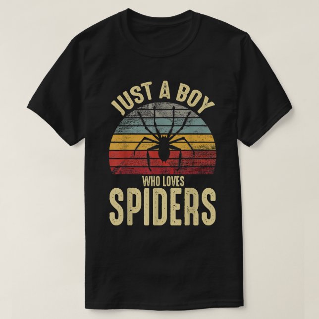 Camiseta Solo Un Niño Que Ama Las Arañas Mascota Retro Vint (Diseño del anverso)