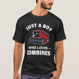 Camiseta Solo Un Niño Que Ama Las Cosechadoras Combinadas R