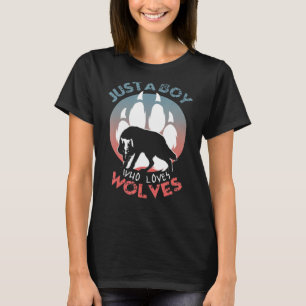 Camiseta Solo Un Niño Que Ama Lobos Por Niños Hombres Anim