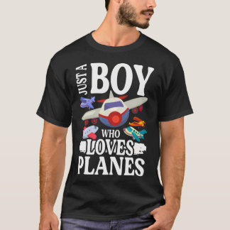 Camiseta Solo un niño que ama los aviones  Amor por los avi