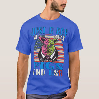 Camiseta Solo Un Niño Que Ama Los Cerdos Y Usa3411