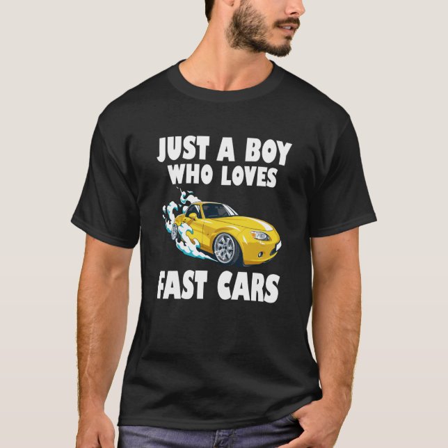Camiseta Solo Un Niño Que Ama Los Coches Rápidos Niños Niño (Anverso)