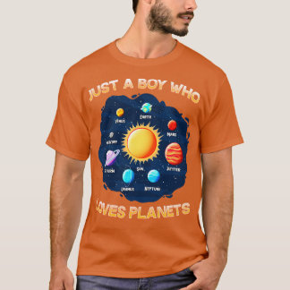 Camiseta Solo Un Niño Que Ama Los Planetas De La Ciencia De