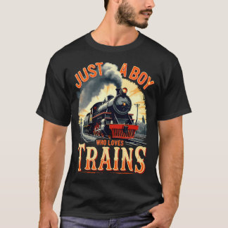 Camiseta Solo Un Niño Que Ama Los Trenes Locomotora De Vapo
