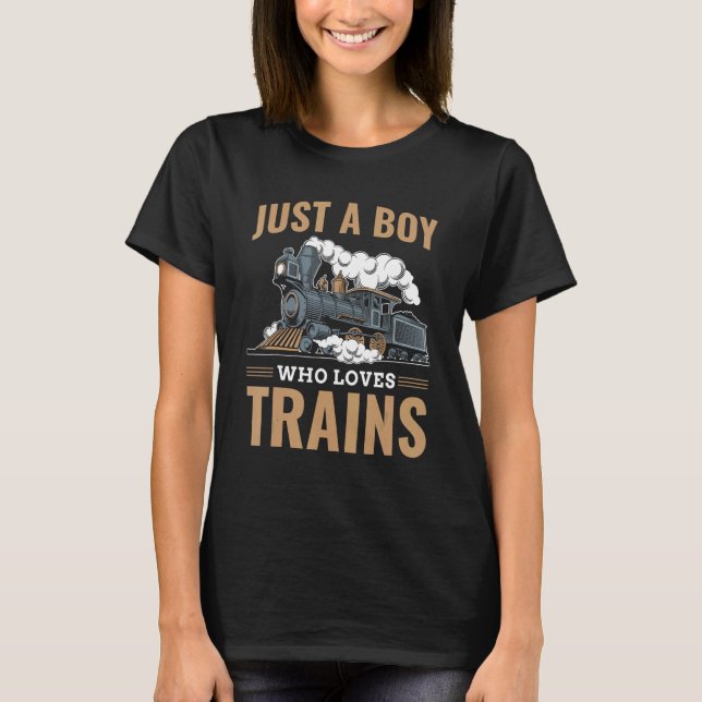 Camiseta Solo Un Niño Que Ama Los Trenes Modelo Tren Ferrov (Anverso)