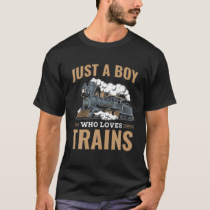 Camiseta Solo Un Niño Que Ama Los Trenes Modelo Tren Ferrov