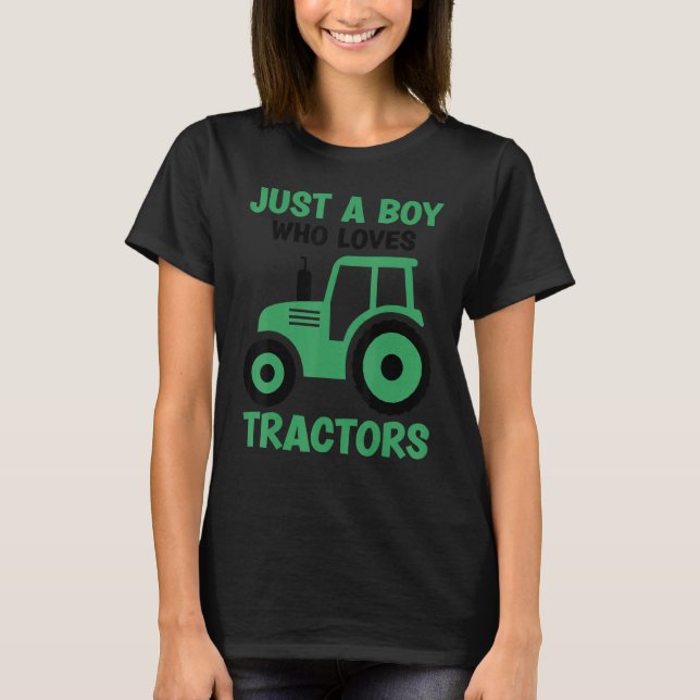 Camiseta Solo Un Niño Que Ama Tractores Granja Niños 11 (Anverso)