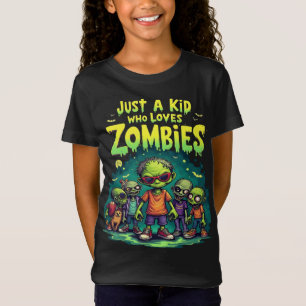 Camiseta Sólo un Niño que Ama Zombies Dibujos Animados Hall