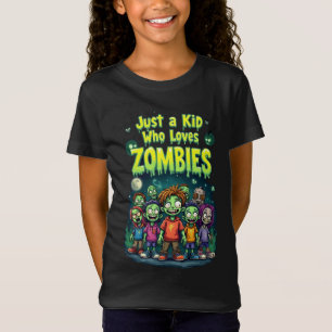 Camiseta Solo un Niño que Ama Zombies Dibujos Animados Hall