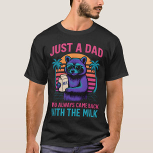 Camiseta Solo un papá con la leche Vaporwave Retro Mapache 