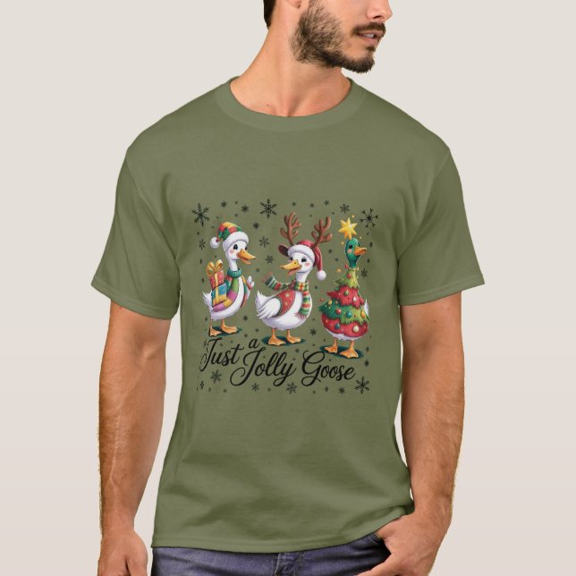 Camiseta Sólo un pato de Navidad de patchwork alegre ganso  (Anverso)