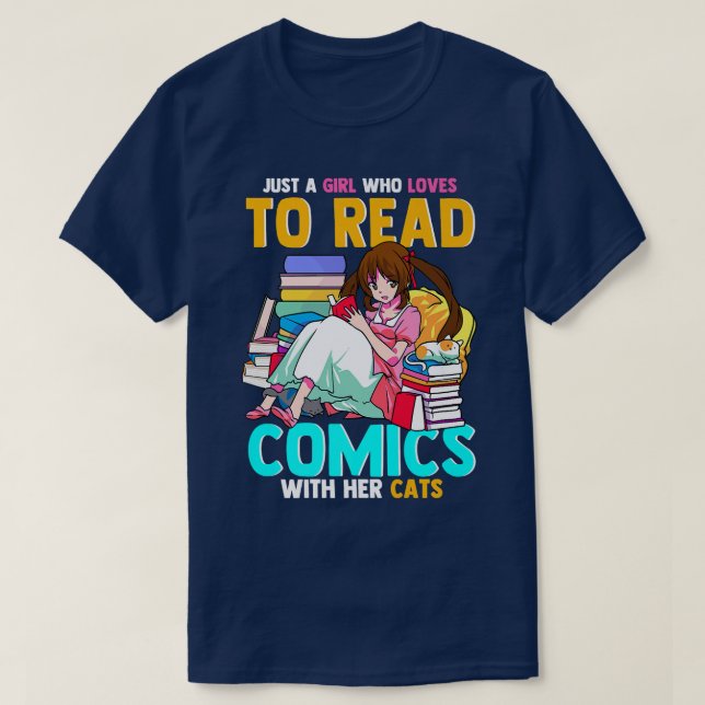 Camiseta Sólo Una Chica A La Que Le Encanta Leer Comics Con (Diseño del anverso)
