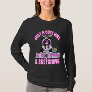 Camiseta Solo una chica linda que ama el anime Ramen Sketch