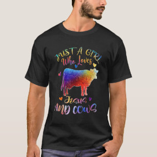Camiseta Sólo Una Chica Que Ama A Jesús Y Las Vacas Cristia