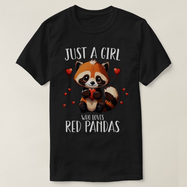 Camiseta Sólo una Chica que ama a las pandas rojas Tee Muje (Diseño del anverso)
