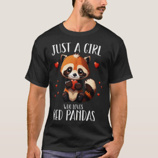 Camiseta Sólo una Chica que ama a las pandas rojas Tee Muje