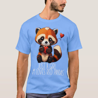 Camiseta Sólo una Chica que ama a las pandas rojas Tee Muje