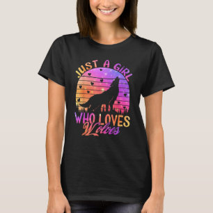 Camiseta Solo una chica que ama a los lobos Acuarela Lobo l