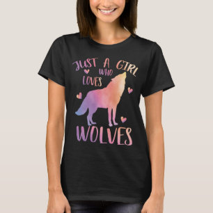 Camiseta Solo una chica que ama a los lobos acuarela lobo l