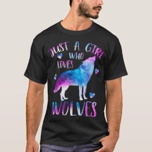 Camiseta Solo una chica que ama a los lobos Acuarela Lobo l