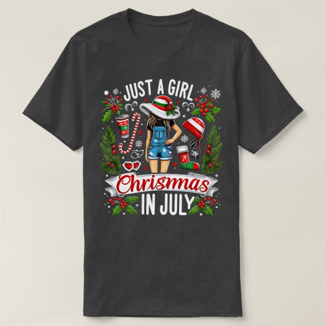 Camiseta Sólo Una Chica Que Ama A Los Navidades En Julio A  (Diseño del anverso)