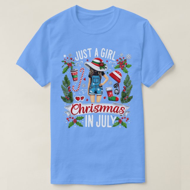 Camiseta Sólo Una Chica Que Ama A Los Navidades En Julio A  (Diseño del anverso)