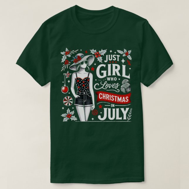 Camiseta Sólo Una Chica Que Ama A Los Navidades En Julio A  (Diseño del anverso)