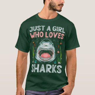 Camiseta Sólo una Chica que ama a los tiburones tiburones a