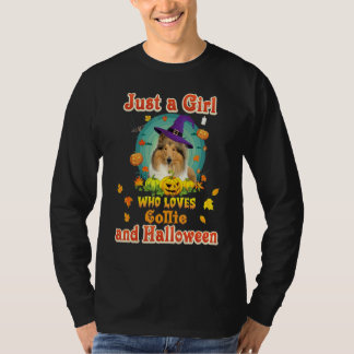 Camiseta Solo una chica que ama al perro Collie y Halloween