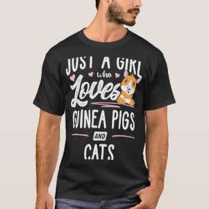 Camiseta Sólo Una Chica Que Ama Cuyos Y Gatos