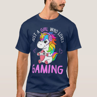 Camiseta Solo una chica que ama el juego Unicornio Gamer Li