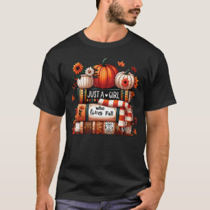 Camiseta Sólo Una Chica Que Ama El Otoño Libros De Calabaza