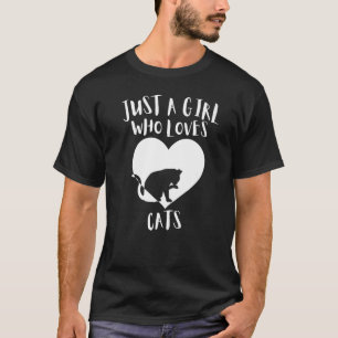 Camiseta Sólo Una Chica Que Ama Gatos Gato Negro Lindo Blan