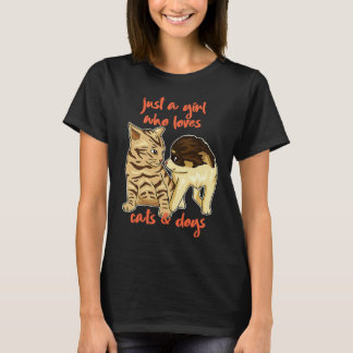 Camiseta Solo Una Chica Que Ama Gatos Y Perros Gatito Cacho