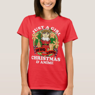 Camiseta Sólo una chica que ama la Navidad y el anime Elf