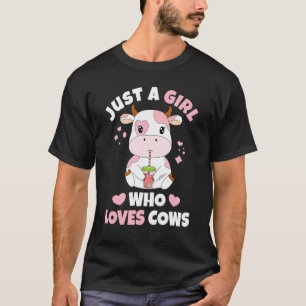 Camiseta Sólo Una Chica Que Ama Las Vacas Lindo Fresa Vaca
