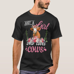 Camiseta Solo Una Chica Que Ama Las Vacas Lindo Vaquero Par