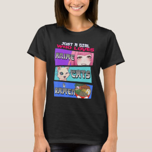 Camiseta Sólo una chica que ama los gatos y amante de ramen