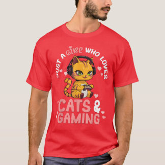 Camiseta Solo una chica que ama los gatos y los juegos Cute
