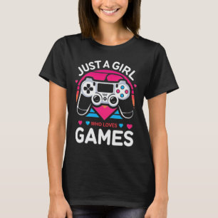 Camiseta Solo una chica que ama los juegos Rosa y Azul Retr
