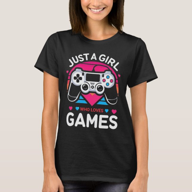 Camiseta Solo una chica que ama los juegos Rosa y Azul Retr (Anverso)