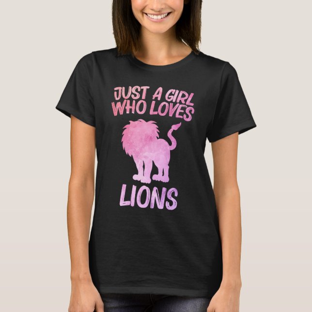 Camiseta Solo Una Chica Que Ama Los Leones Por Las Mujeres  (Anverso)