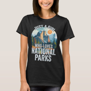 Camiseta Solo Una Chica Que Ama Los Parques Nacionales Retr