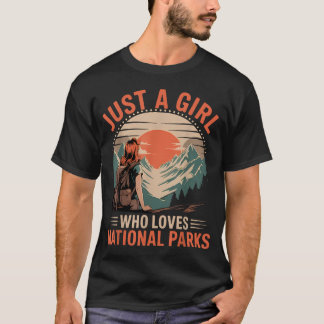 Camiseta Sólo Una Chica Que Ama Los Parques Nacionales Vint
