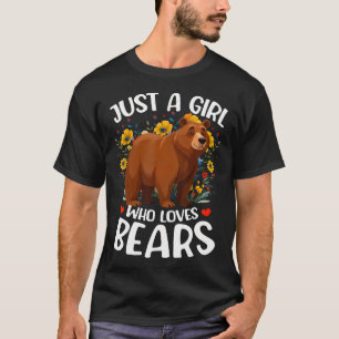 Camiseta Solo Una Chica Que Ama Osos Estética Flor Oso