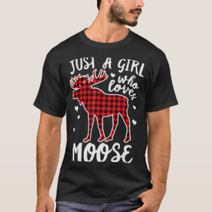 Camiseta Solo Una Chica Que Ama Plaid De Navidad De Alce Bú