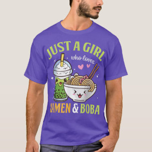 Camiseta Solo Una Chica Que Ama Ramen Y Boba Kawaii Anime 