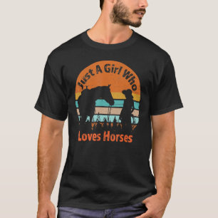Camiseta Sólo una Chica que ama su caballo retro Sunset Sil