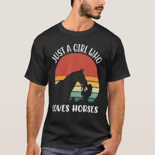 Camiseta Solo Una Chica Que Ama Su Caballo Silueta De Puest