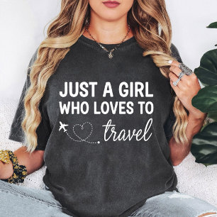 Camiseta Sólo Una Chica Que Ama Viajar Avión Corazón
